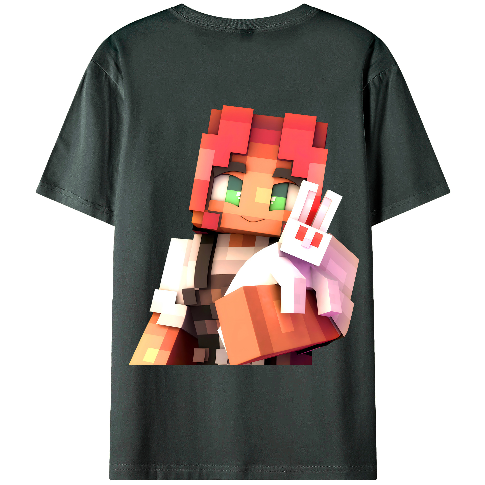 （画像用） マインクラフト ブロックの世界 Minecraft MC Block world 綿100％ メンズ半袖Tシャツ（バックプリント） 通気性